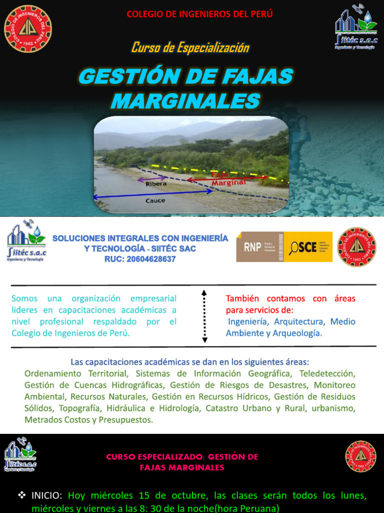 BROCHURE DEL CURSO- GESTIÓN DE FAJAS MARGINALES-OCTUBRE 2025 | PDF
