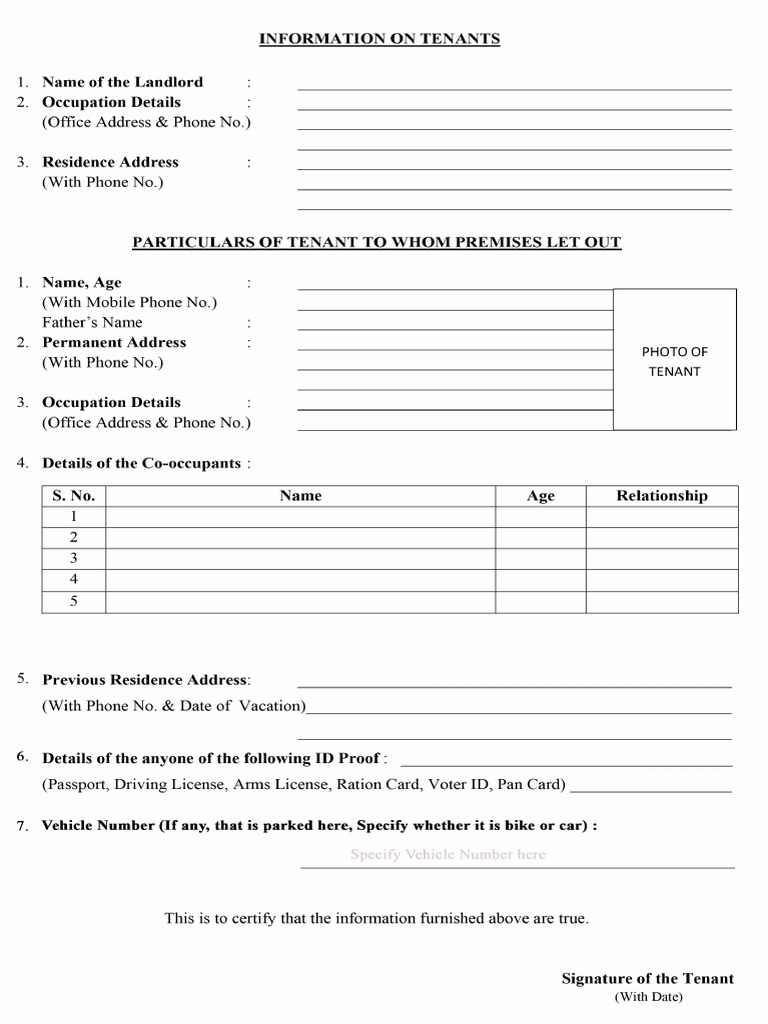 Tenant Form | PDF