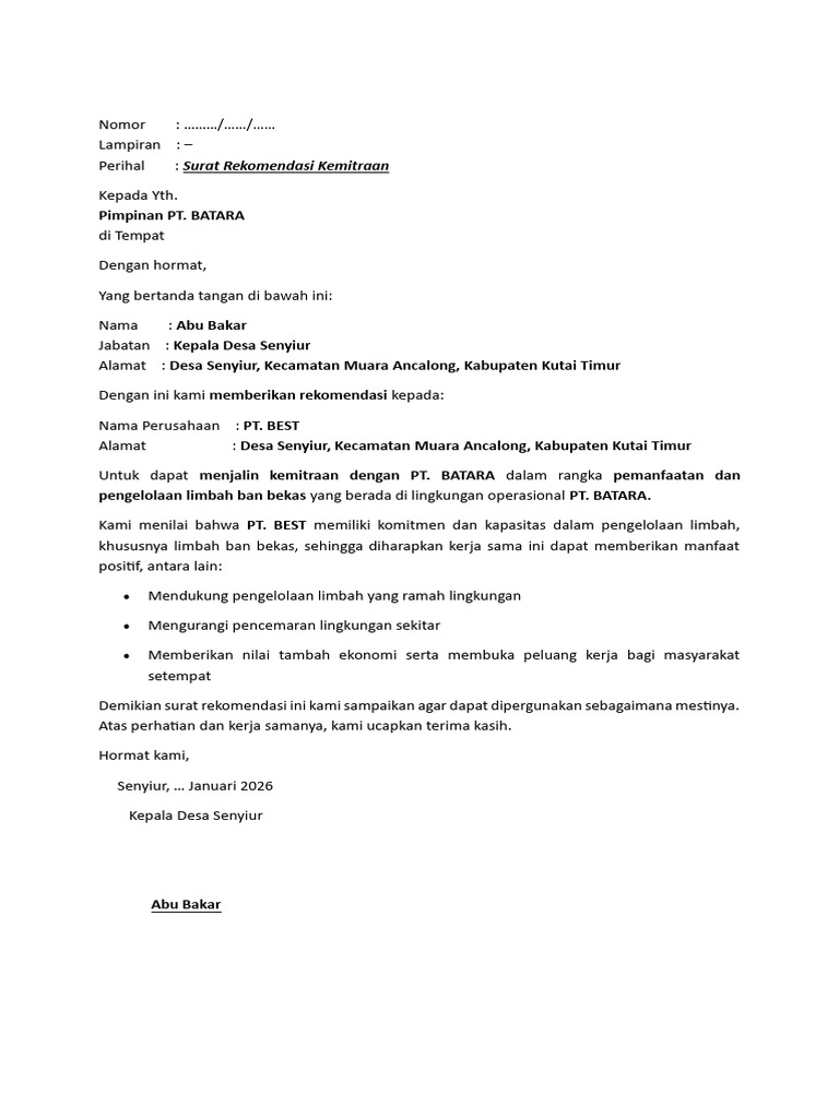 Draft Rekom Desa Untu Limbah Ban Bekas | PDF