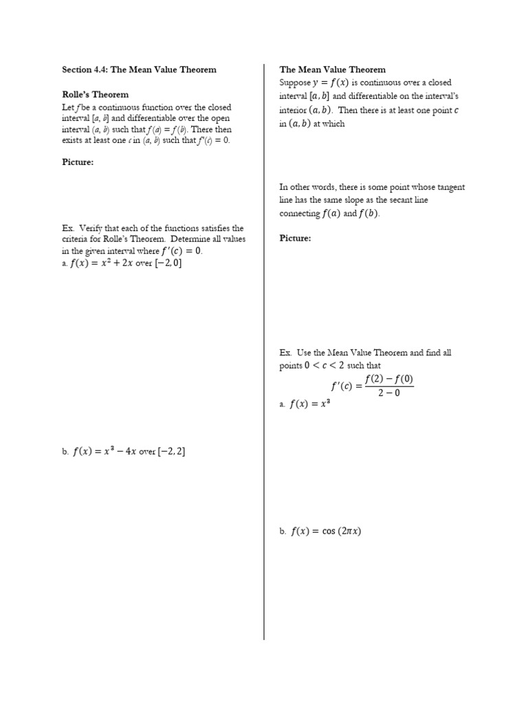 Mean Value Theorem | PDF | Mathematical Physics | Real Analysis