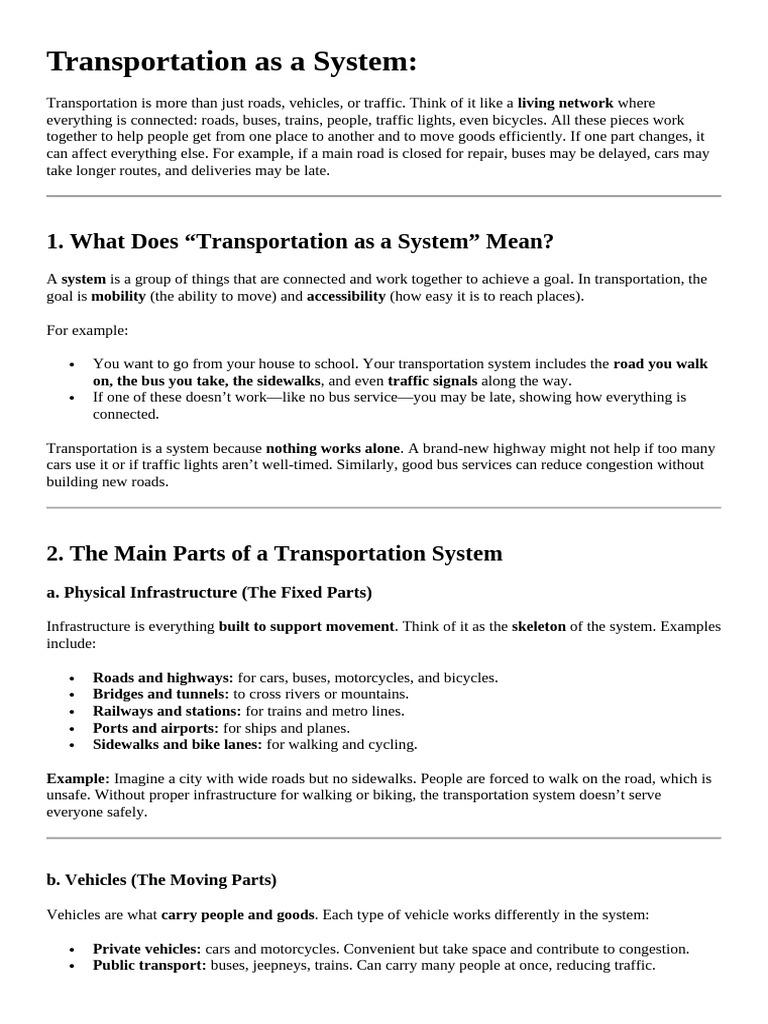Module 2 Transportation As A System | PDF | Transport | Traffic