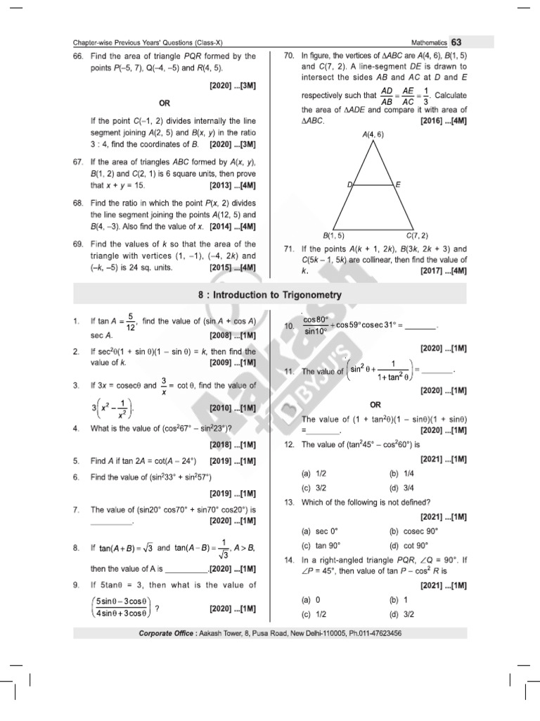 Trigonometry PYQ | PDF