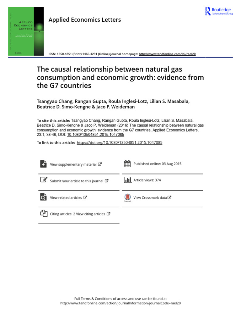 The Causal Relationship Between Natural Gas Consumption and Economic ...