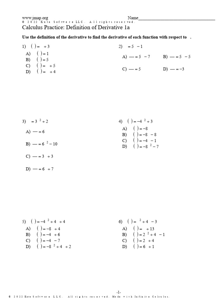 Definitionof Derivative PR1 A | PDF | Calculus | Mathematics