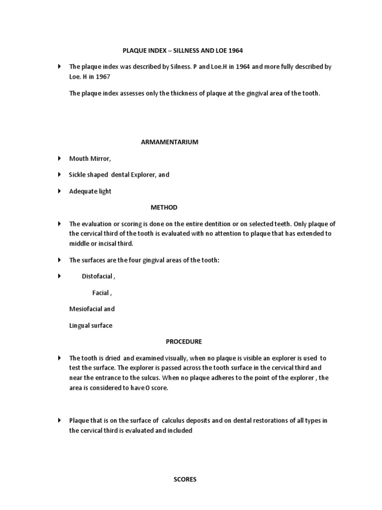 Plaque Index Tooth Dentistry