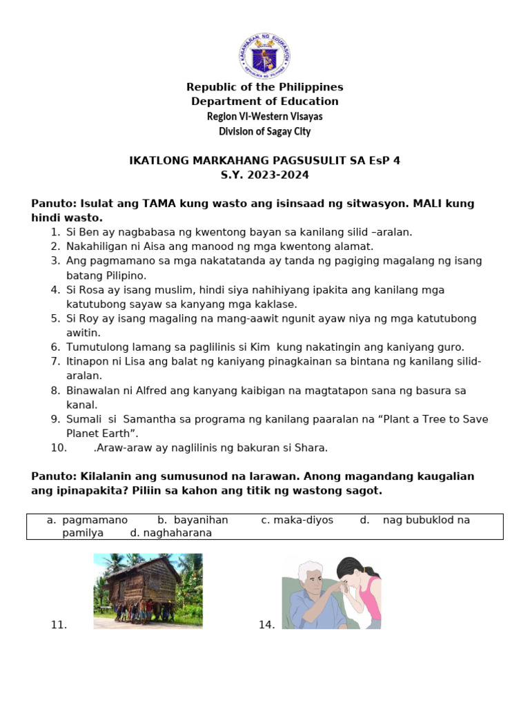 EsP4 Q3 Exam | PDF