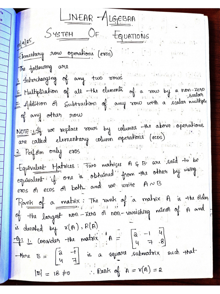 Linear Algebra and Complex Variable Complete Notes | PDF