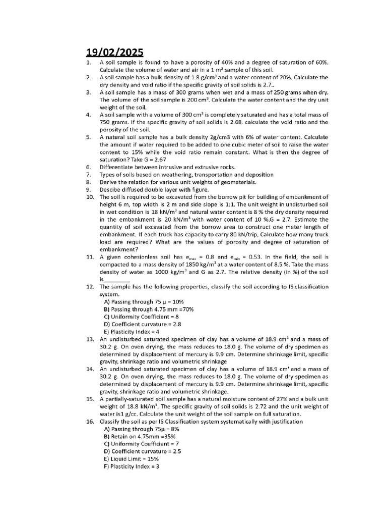 Geomaterial Midsem Assignments | PDF