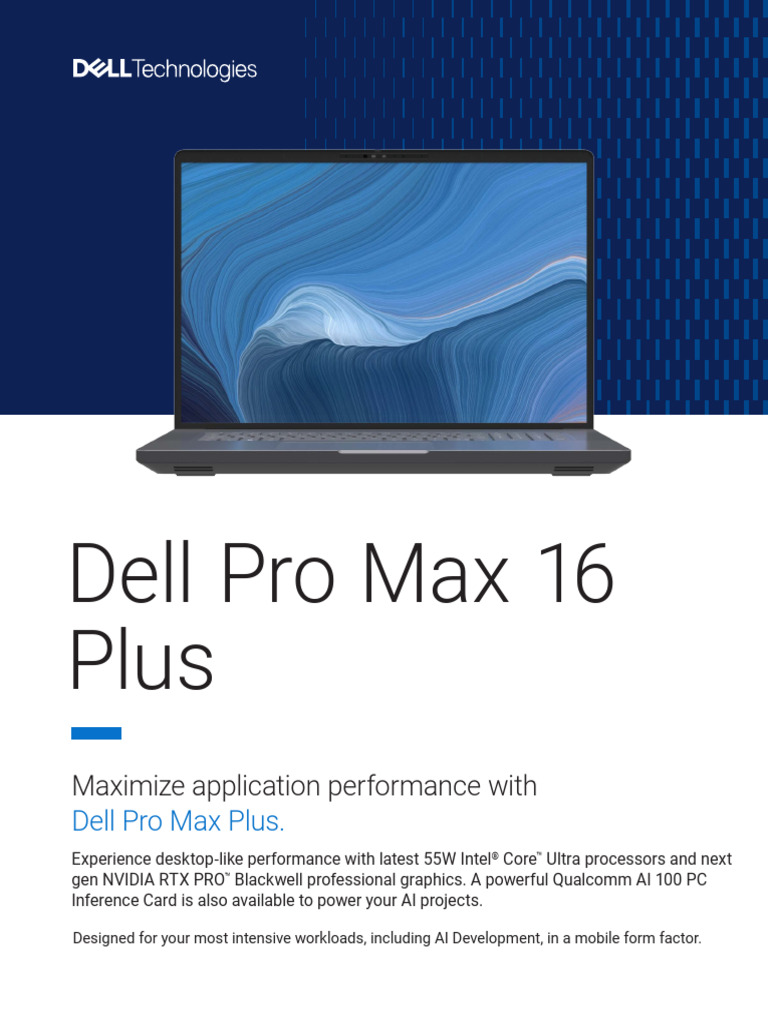 Dell Pro Max 16 Plus Laptop Spec Sheet | PDF | Personal Computers | Dell