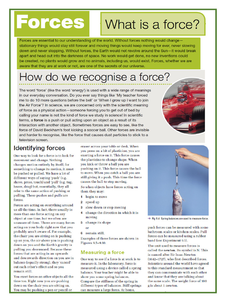 Year 7 Science Reading Forces 1 | PDF