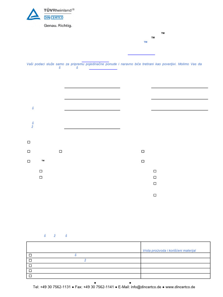 Tuv APPLICATION FORM | PDF