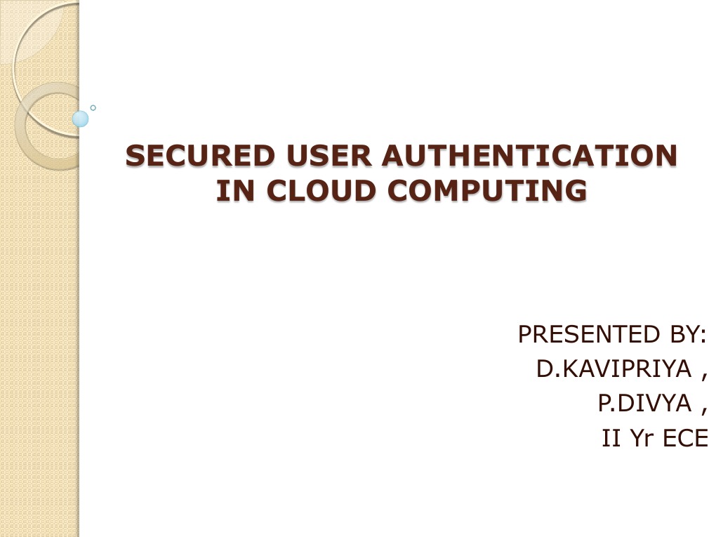 Secured User Authentication in Cloud Computing | PDF | Cloud Computing ...