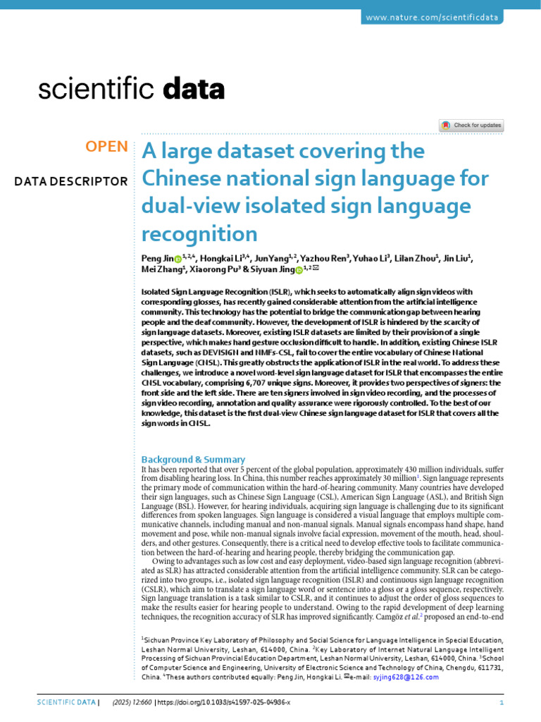 A Large Dataset Covering The Chinese National Sign Language For Dual ...