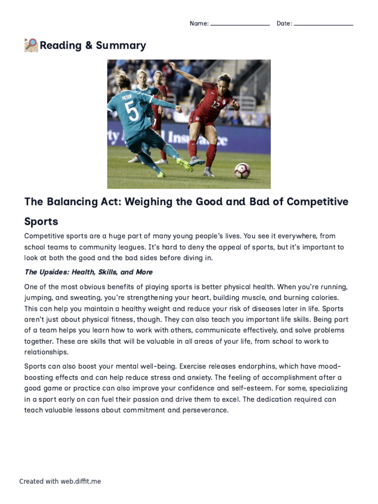 Competitive Sports A Balancing Act | PDF | Sports | Well Being