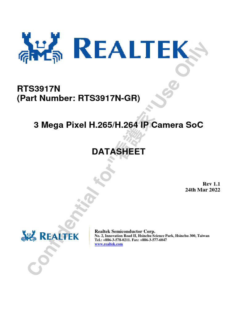 RTS3917N Datasheet v1.1 | PDF | Usb | System On A Chip