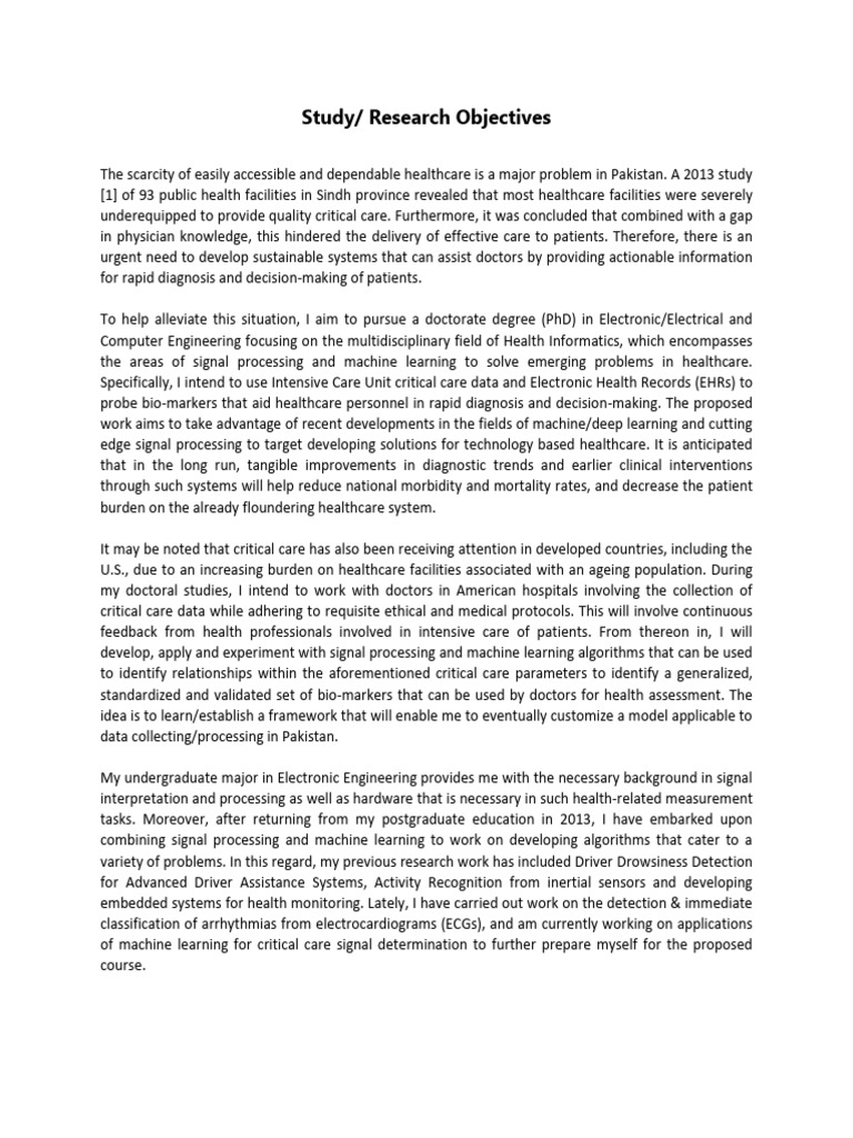 Sample Study Research Objective Fulbright Scholarship Pakistan 2 | PDF ...