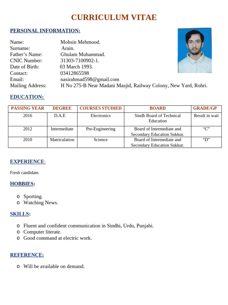 Mohsin CV | PDF