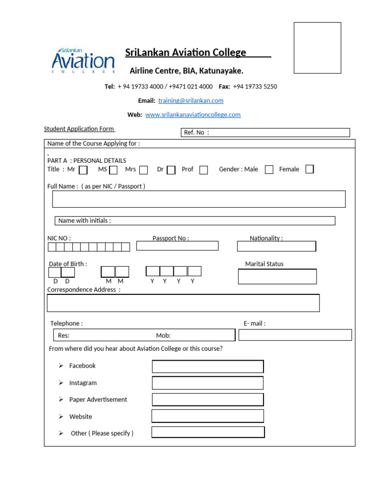 Student Application Form | PDF