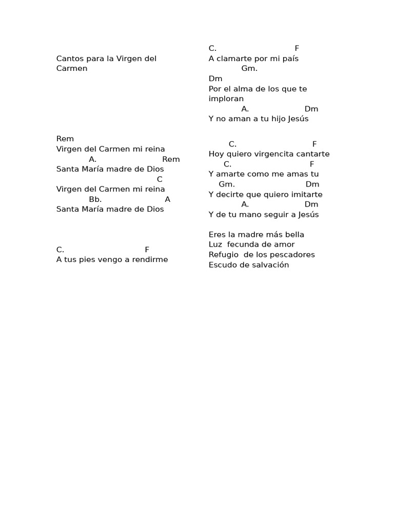 3 Cantos Con Acordes a La Virgen | PDF