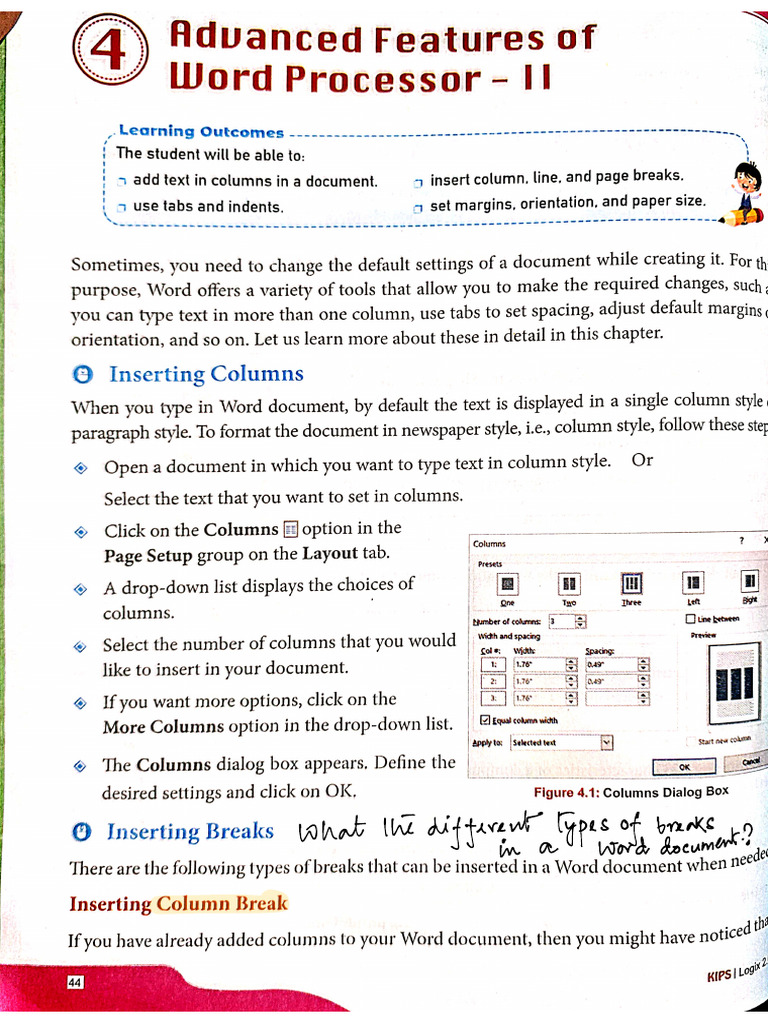 CLASS 5 Advance Features of Word Processor II | PDF