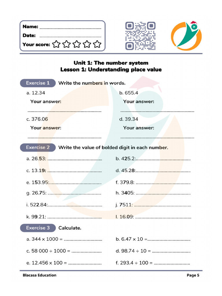 Unit 1 Math 5 | PDF