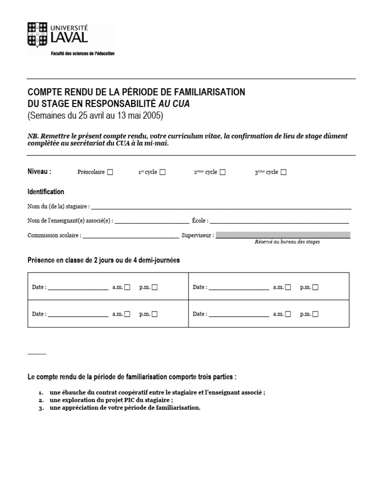 Compte Rendu de Familiarisation Beauce-A2005 | PDF | Pédagogie