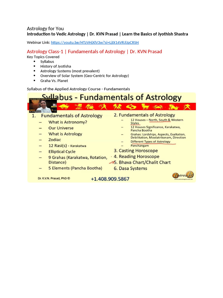 Astrology For You - Fundamentals - Learning Notes | PDF | Planets In ...