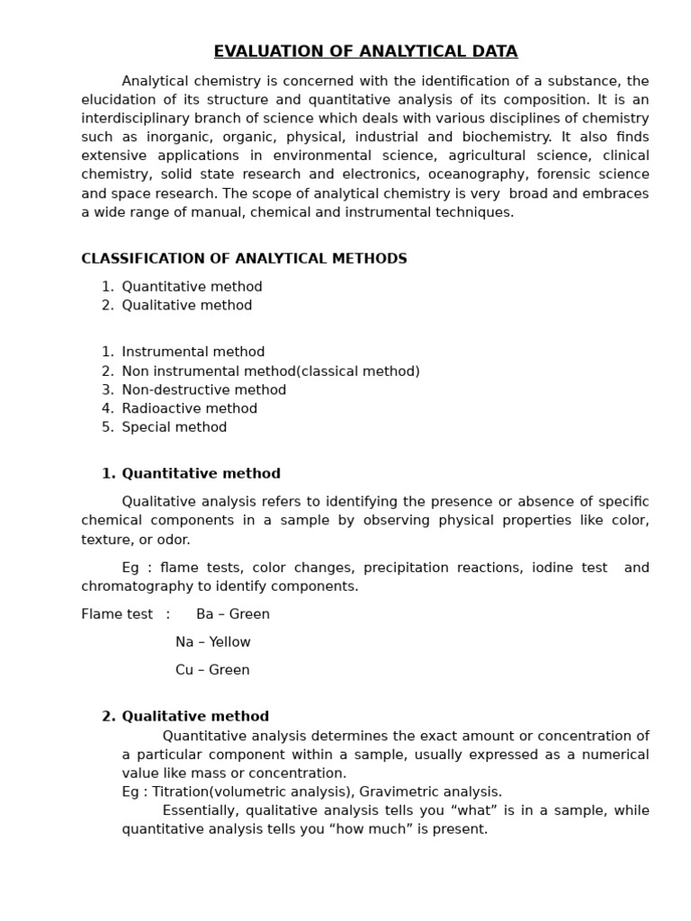 Evaluation of Analytical Data | PDF | Analytical Chemistry | Absorption ...