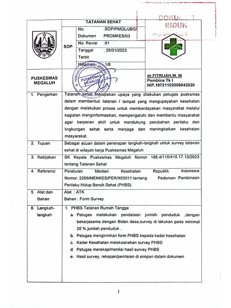 Sop Tatanan Sehat 2023 | PDF