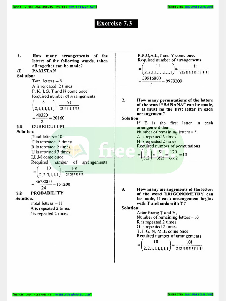 11th Math New Ch7 Ex7.3 | PDF