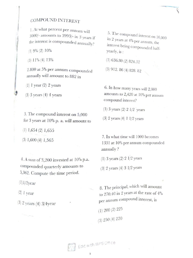 Worksheet - Compound Interest | PDF