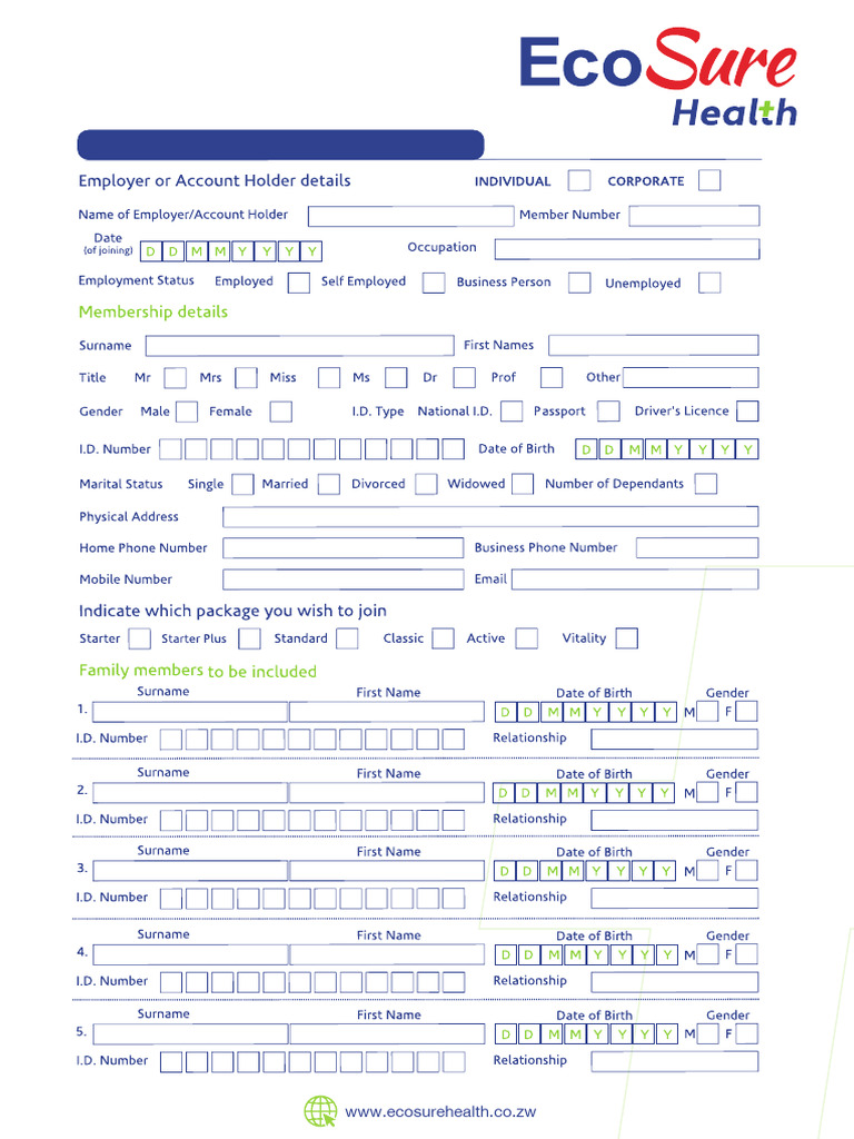 Ecosure Health Application Form | PDF