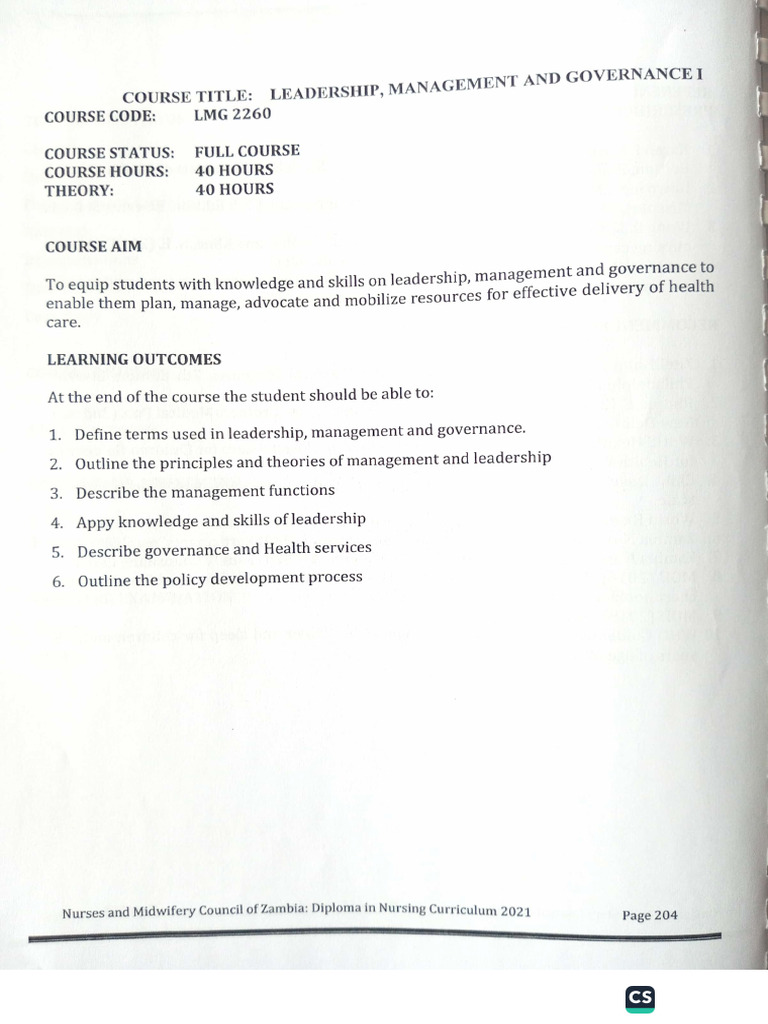 Leadership 1 Course Outline | PDF