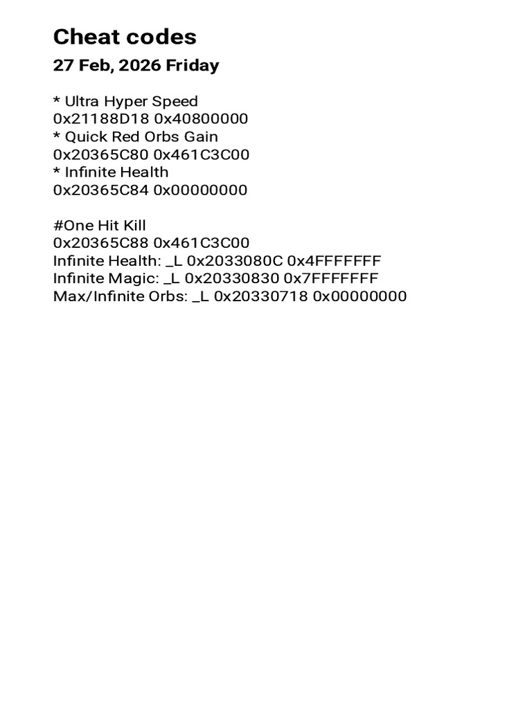 Cheat Codes | PDF