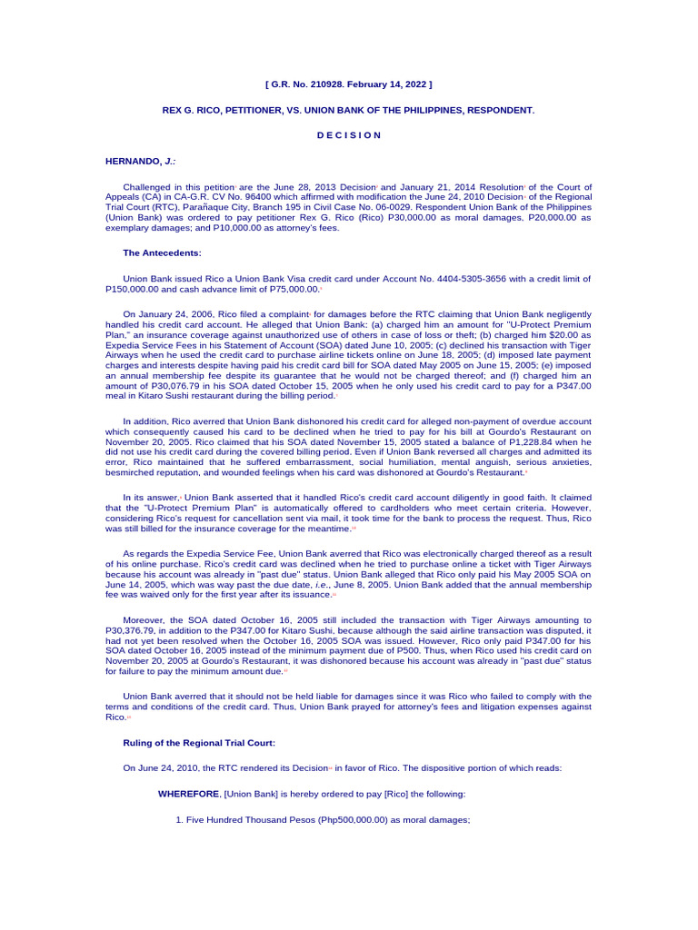 9.rex G. Rico, Petitioner, vs. Union Bank of The Philippines ...