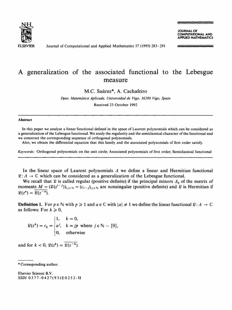 A Generalization of The Associated Functional Measure To The Lebesgue ...