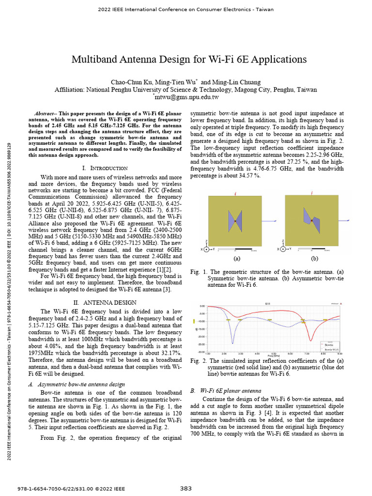 Multiband Antenna Design For Wi-Fi 6E Applications | PDF | Wi Fi ...