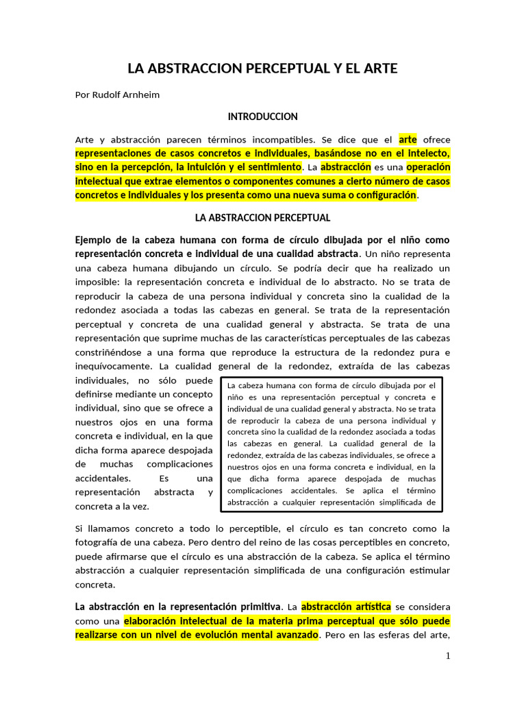 La Abstraccion Perceptual y El Arte | PDF | Percepción | Abstracción