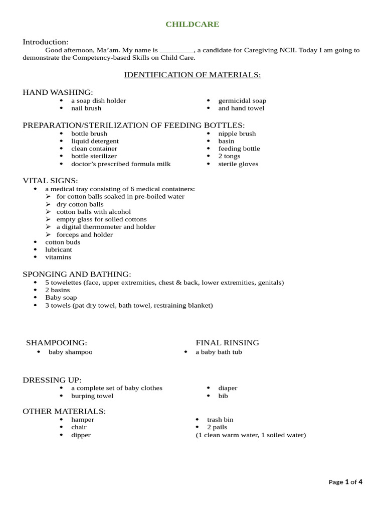 Childcare Script | PDF | Hand Washing