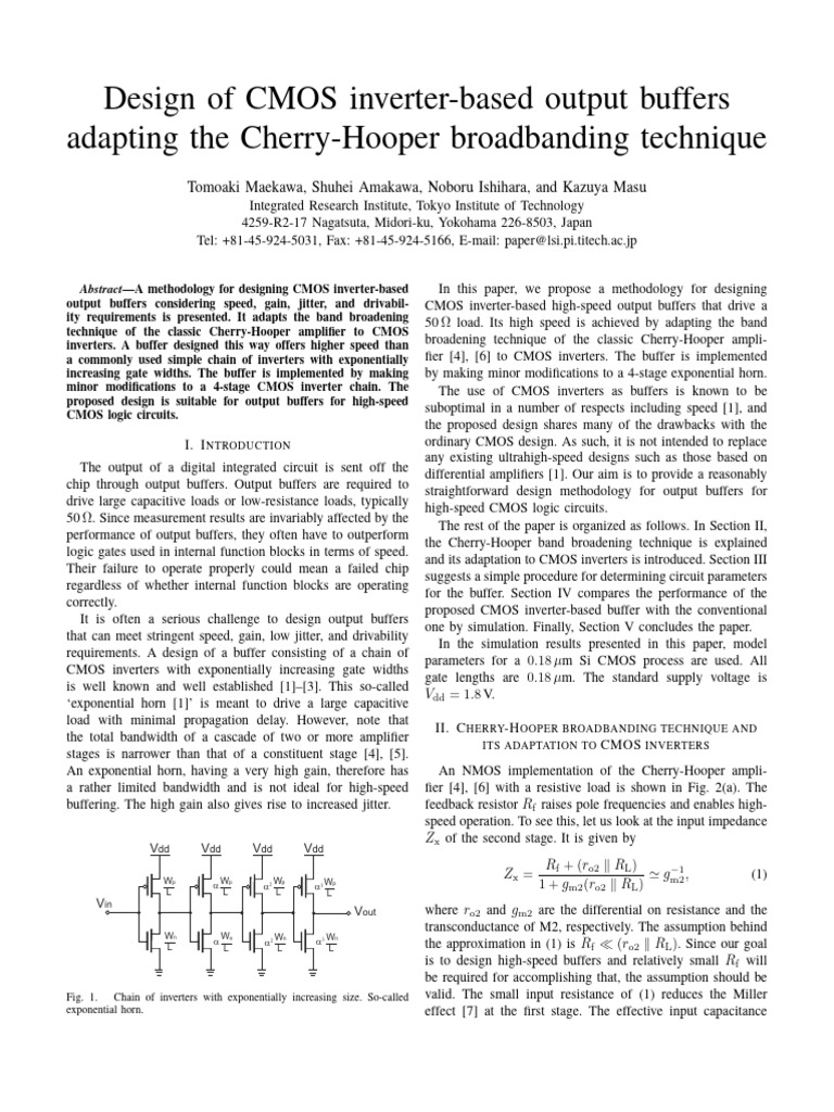 Design of CMOS Inverter Based Output Buf | PDF | Cmos | Amplifier