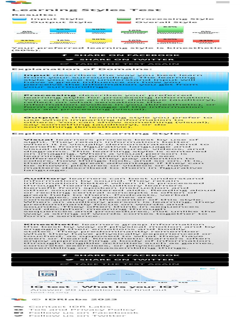 Learning Styles Test | PDF | Learning Styles | Learning