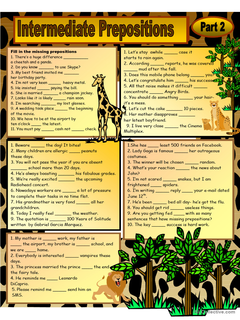 Intermediate Prepositions Part 2 + B&W + KEY | PDF | Chess Theory