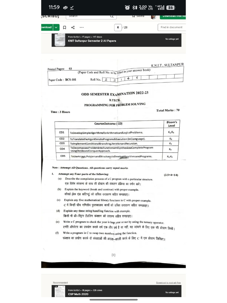 Programing For Problem Solving | PDF