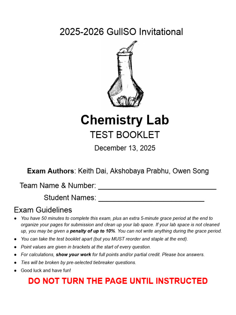 Gullso 2026 Chem Lab Test | PDF | Chemical Reactions | Ion