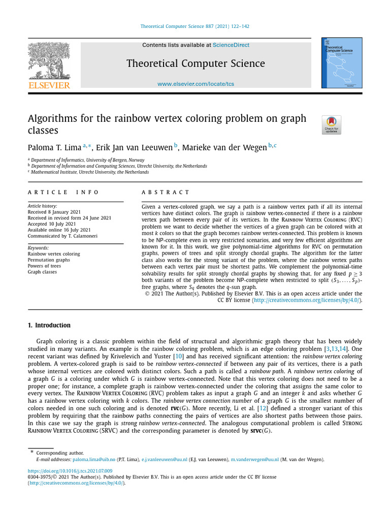 Algorithms For The Rainbow Vertex Coloring Problem On Graph Classes ...