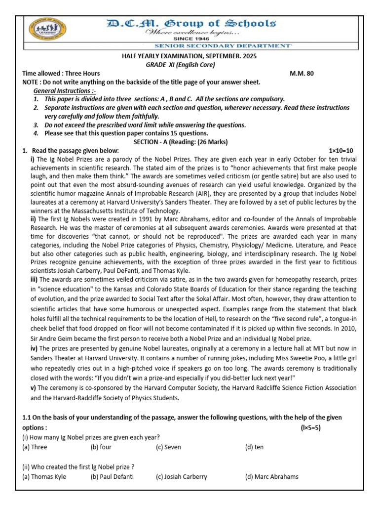 Xi English (13th Sep) | PDF
