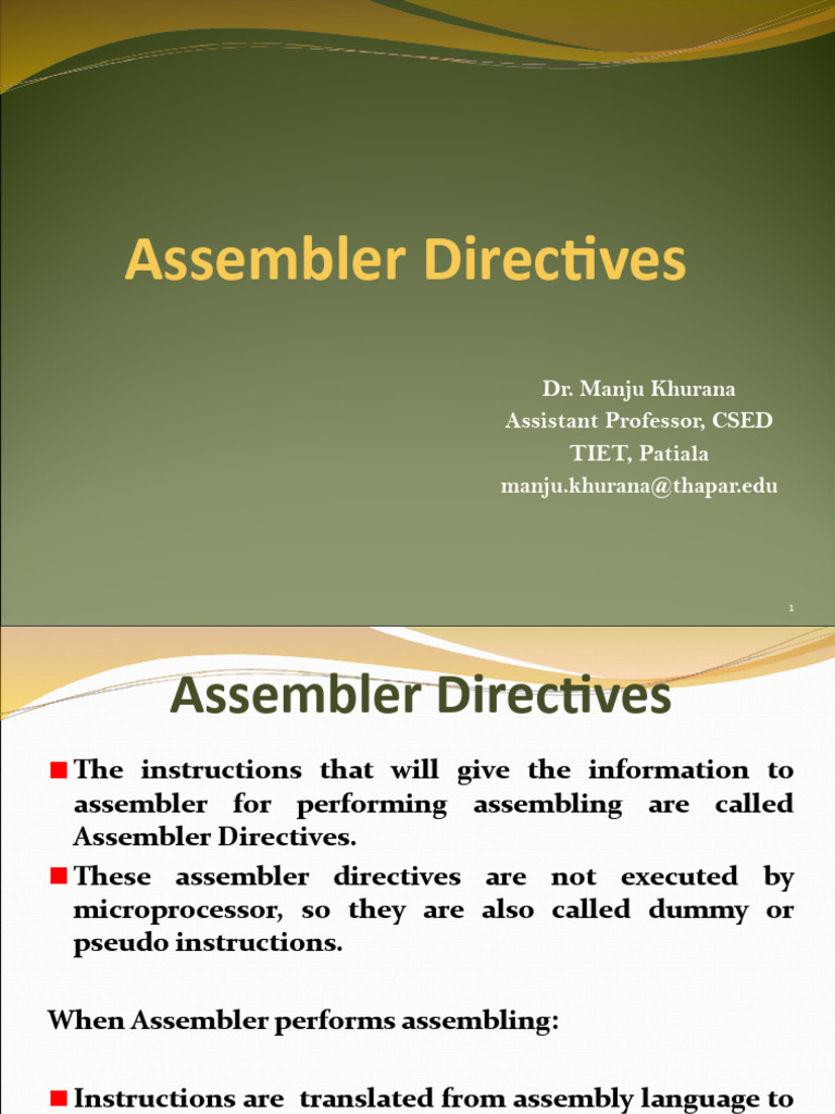 12th Lecture - Assembler Directives | PDF