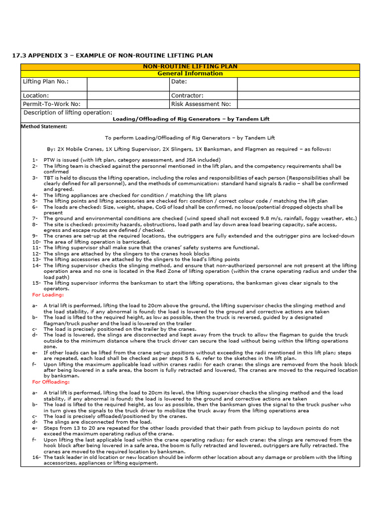 Example of Non-Routine Lifting Plan | PDF | Crane (Machine)