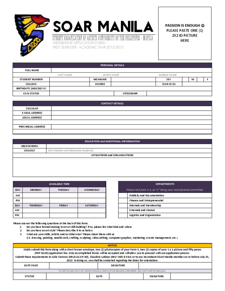 SOAR - 2012 Application Form | PDF
