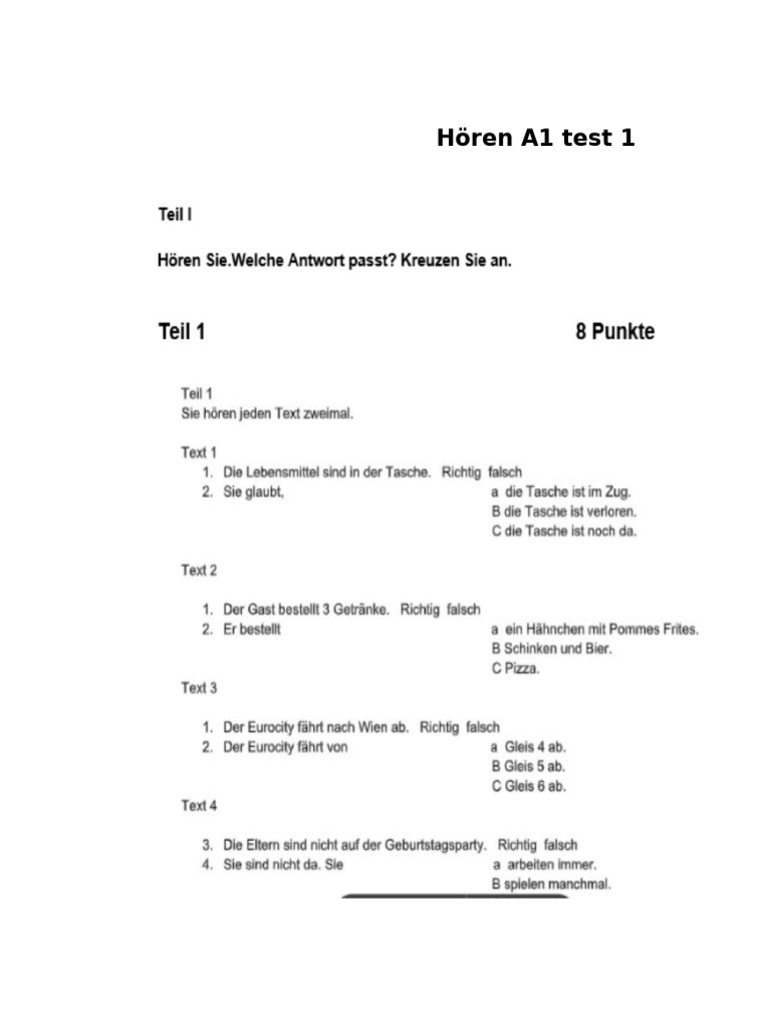 Hören A1 Test 1 | PDF